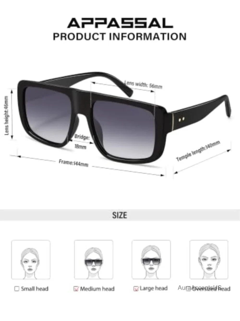 Oversized Polarized Aviator Sunglasses UV400 Flat Top Square Unisex